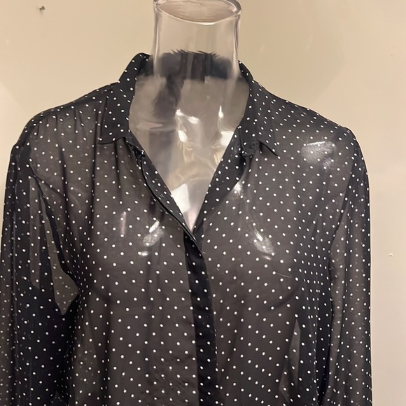 Zara Tops - Zara black polka dot sheet blouse